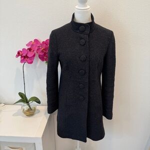 BODEN Women’s 100% Wool Gray Funnel Neck Coat Size 10